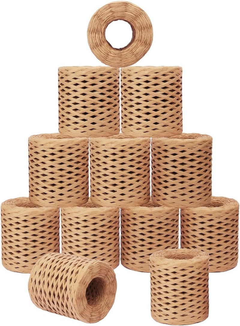 IHDYPPEW 12 Roll 218 Yards Raffia Ribbon, Versatile Raffia Yarn for Crochet, Raffia Paper Ribbon for Gift Wrapping, Paper Ribbon, Perfect for Crafts, Decoration! (Total 1744 Yards) by - Image 1
